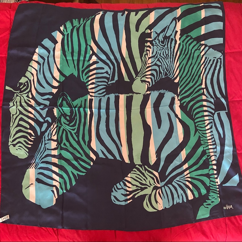 Vintage Vera Neumann Silk Square Scarf (Zebra Family)